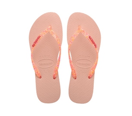 Chinelo Slim Havaianas Logo Metallic - Rosa